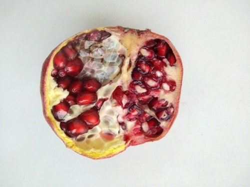 Purple passion fruit halved